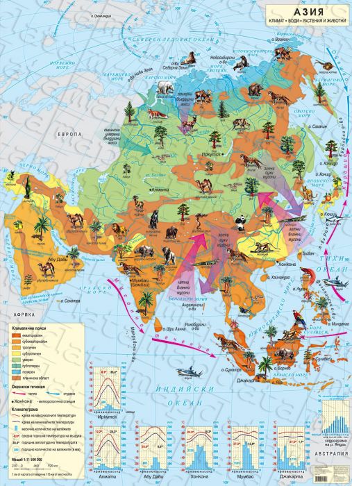 Карта на Азия - Климат, води, растения и животни , Карти и атласи ...