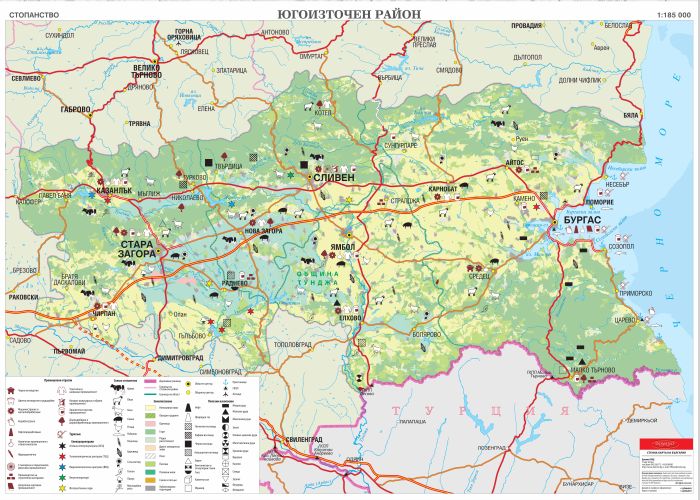 Карта на България - Югоизточен район: Стопанство