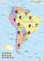 Карта на Южна Америка - Политическа; Раси